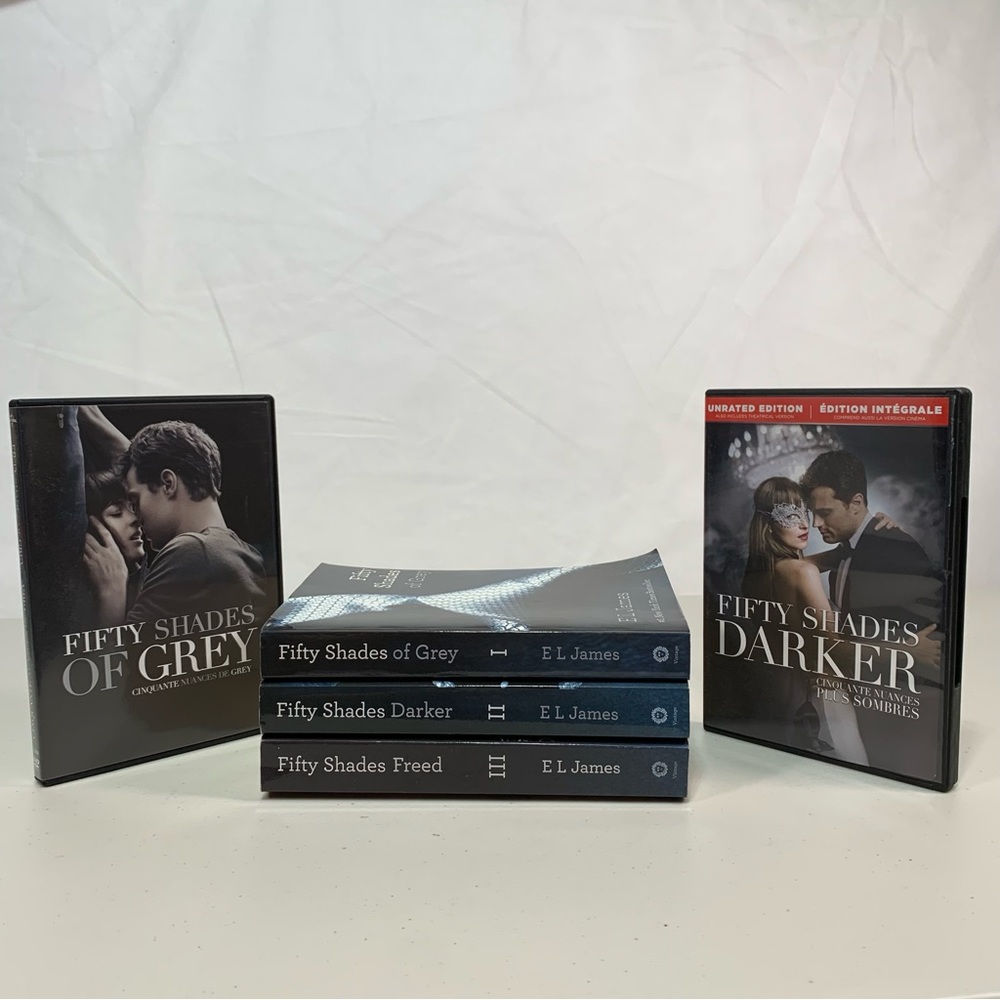 Fifty Shades DVD and Book collection. 2set of DVDs and 3 set of Book.